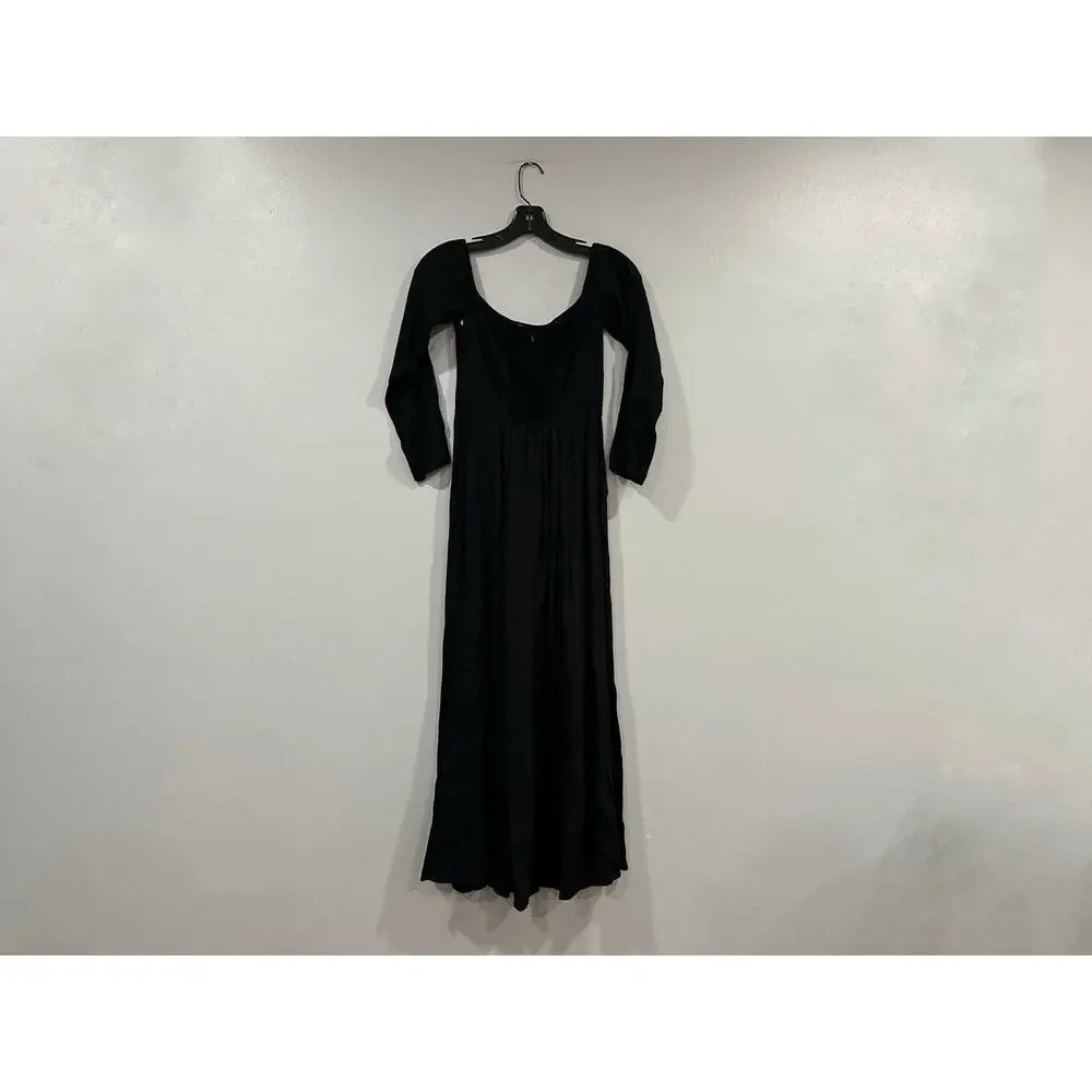 Reformation Sigmund Black Long Sleeve Dress Sz 0 ALTERED NO SLIT